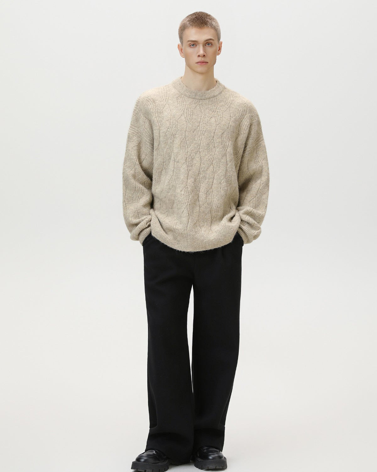 Maglione da uomo Oversize a Trecce Girocollo | Haven Loom, immagine 4