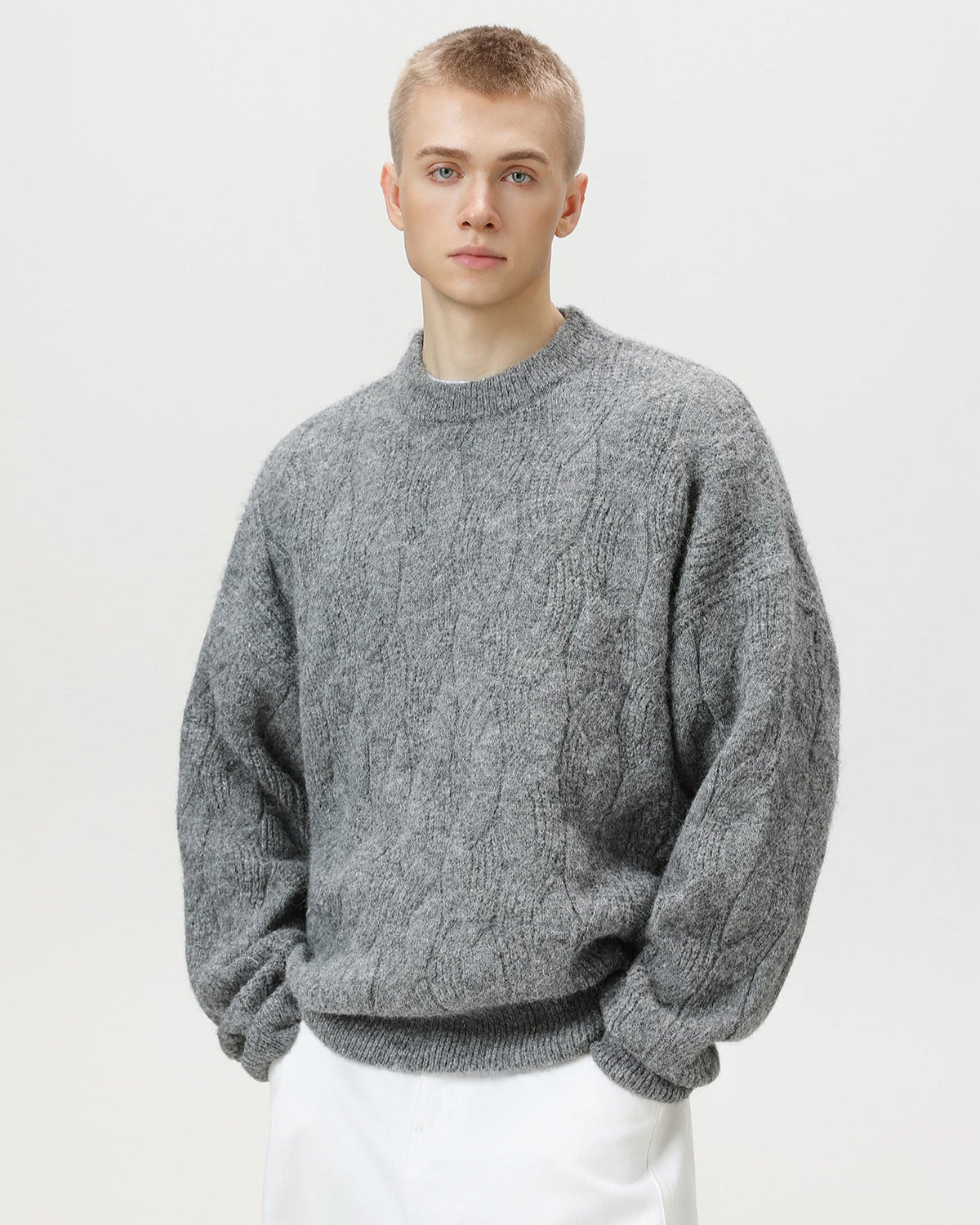 Maglione da uomo Oversize a Trecce Girocollo | Haven Loom