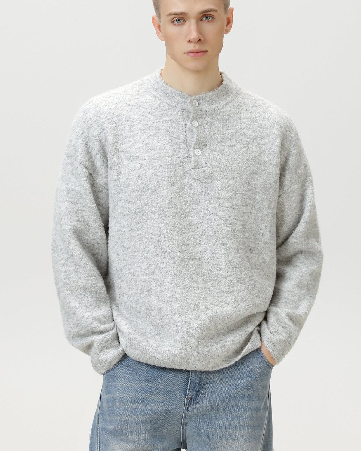 Maglione da uomo Oversize con Colletto Polo in Misto Lana | Haven Loom, immagine 9