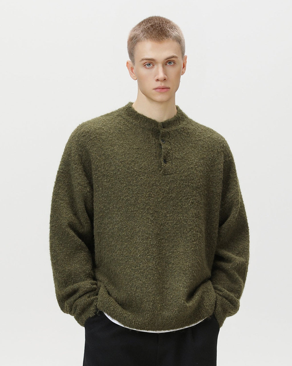 Maglione da uomo Oversize con Colletto Polo in Misto Lana | Haven Loom