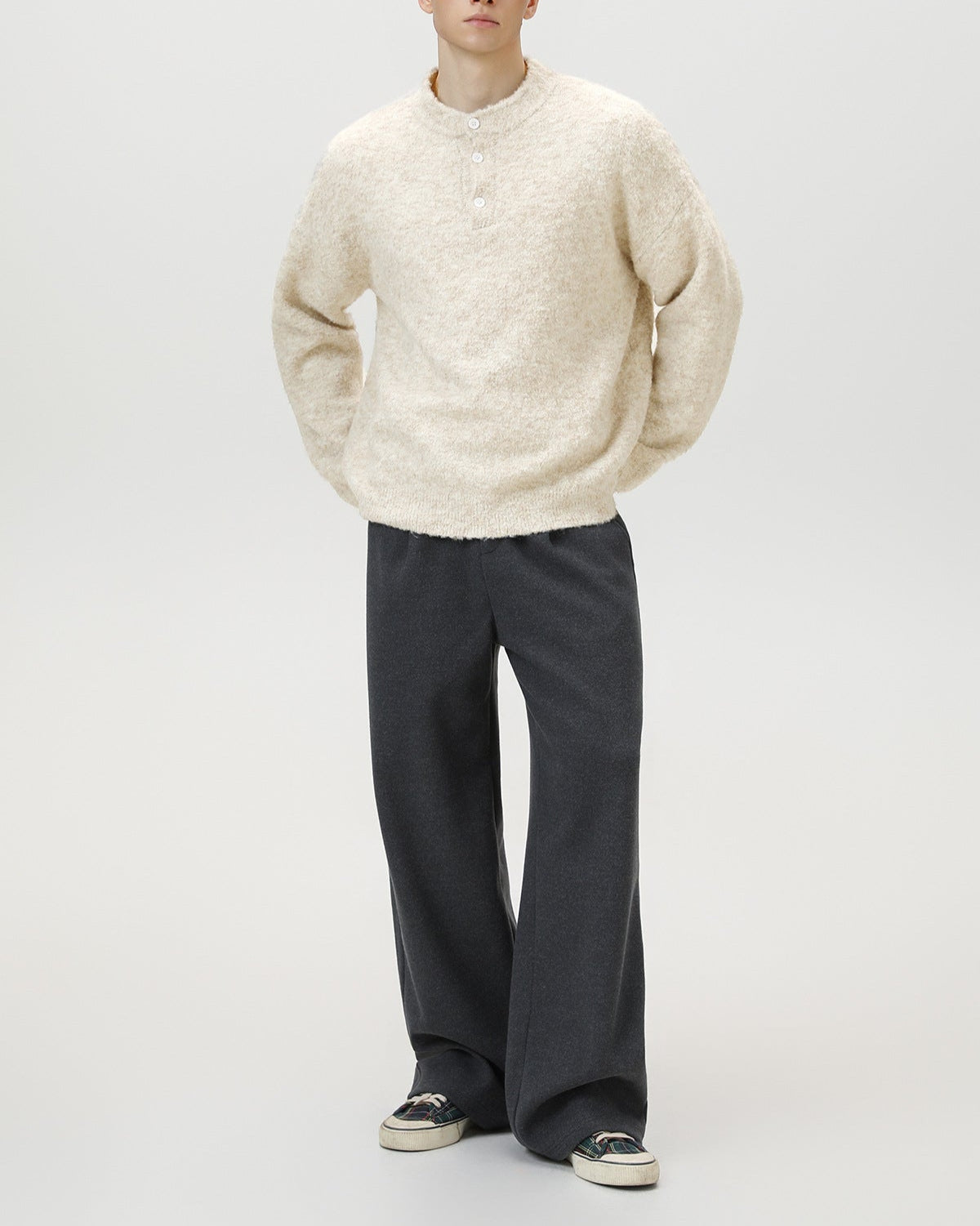 Maglione da uomo Oversize con Colletto Polo in Misto Lana | Haven Loom, immagine 11