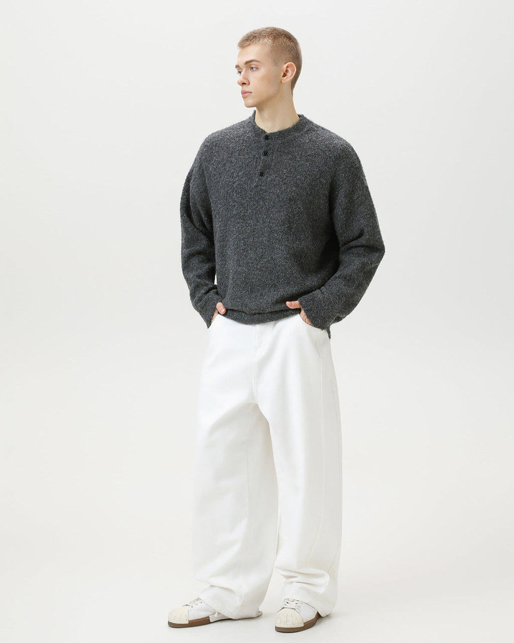 Maglione da uomo Oversize con Colletto Polo in Misto Lana | Haven Loom, immagine 5