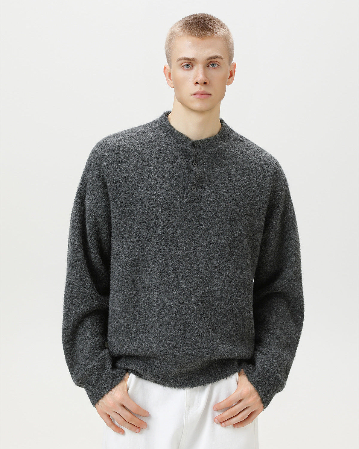 Maglione da uomo Oversize con Colletto Polo in Misto Lana | Haven Loom, immagine 7