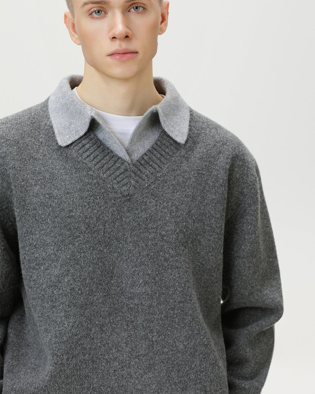 Maglione da uomo Scollo a V con Colletto in Lana | Haven Loom, immagine 7