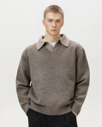 Maglione da uomo Scollo a V con Colletto in Lana | Haven Loom