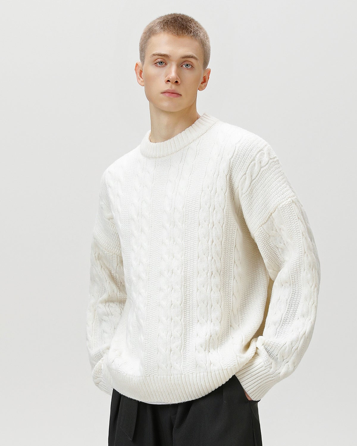 Maglione da uomo a Trecce in Misto Lana | Haven Loom, immagine 4