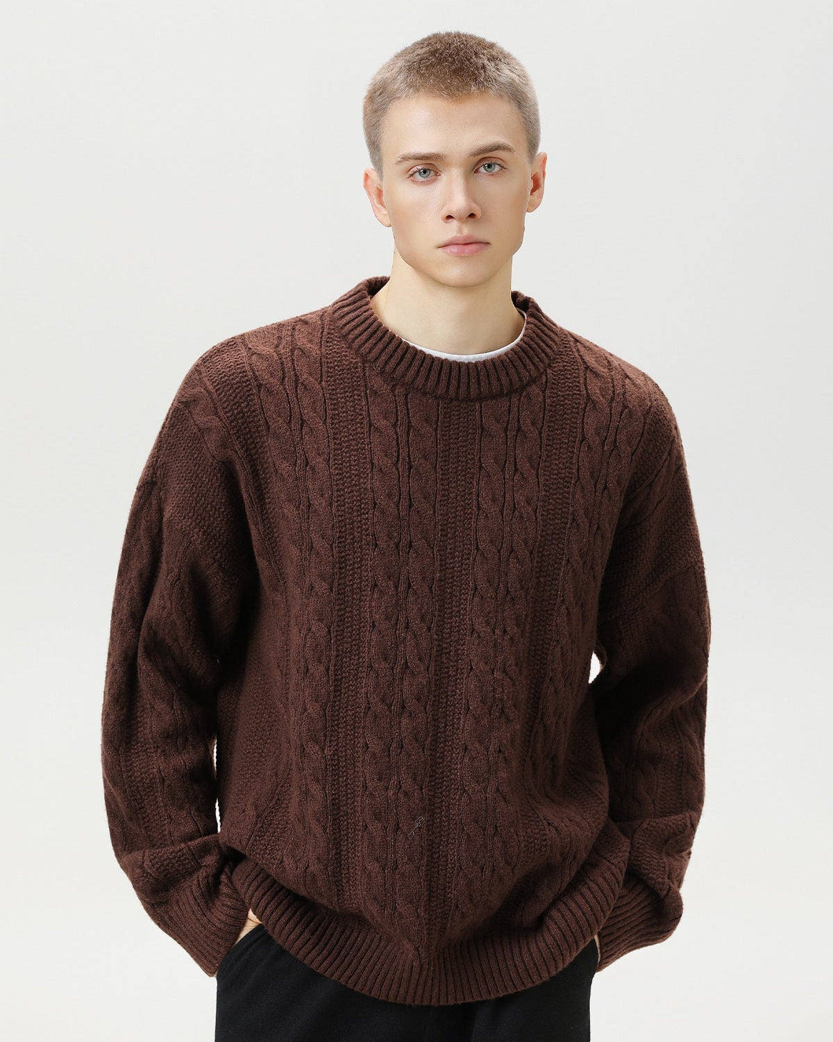 Maglione da uomo a Trecce in Misto Lana | Haven Loom